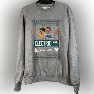 Barstool Pardon My Take Electric Ave Ugly Xmas Mens LG Grey Fleeced Sweatshirt